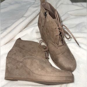 Greige Wedge Booties